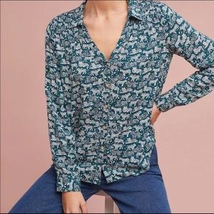 Anthropologie Maeve Amara Tiger Print Top, size 0